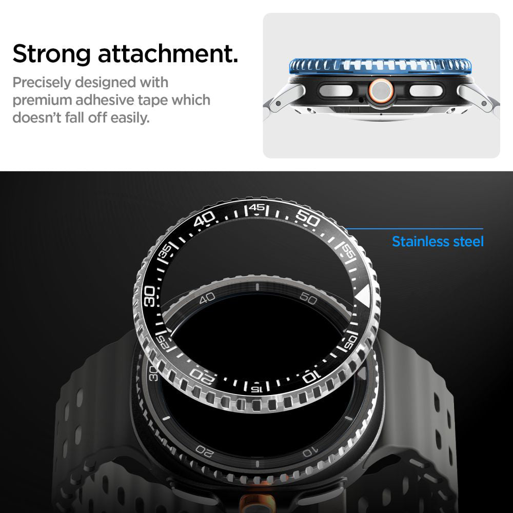 Spigen Tune Pro Diver beskyttelsesramme for Samsung Galaxy Watch8 Classic, Svart ACS10016