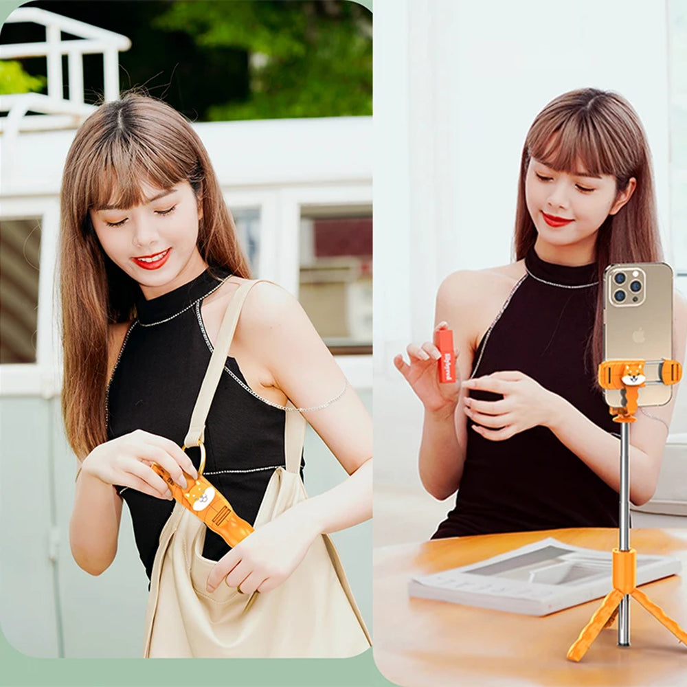 Selfie Stick Bluetooth Techsuit KT01, Universal, Oransje