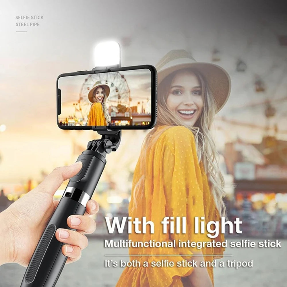 Selfie Stick Bluetooth Techsuit L02s, Universal, Svart