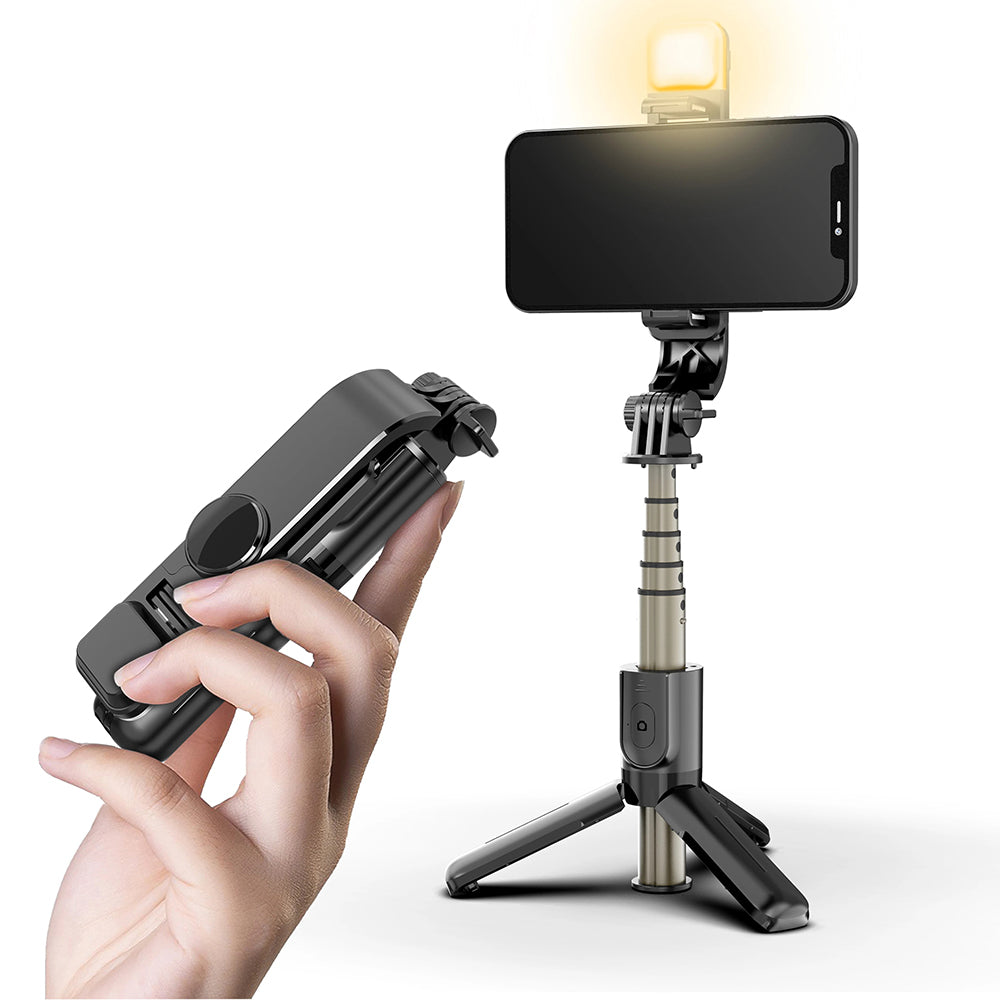 Selfie Stick Bluetooth Techsuit L10s, Universal, Svart