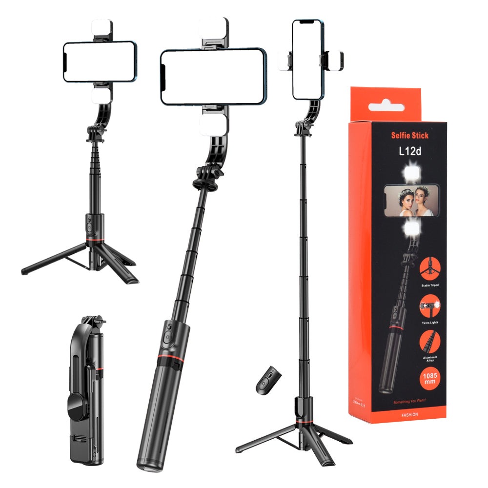 Selfie Stick Bluetooth Techsuit L12D, Universal, Svart