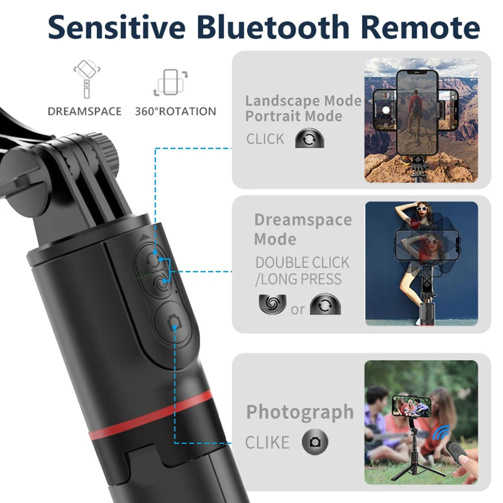 Selfie Stick Bluetooth Techsuit L19, Universal, Svart