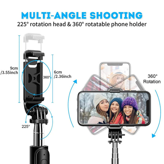 Selfie Stick Bluetooth Techsuit Q02, Universal, Svart