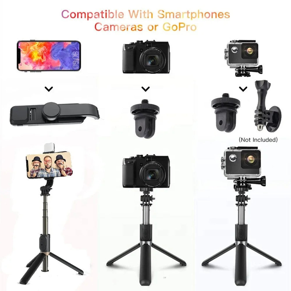 Selfie Stick Bluetooth Techsuit Q03s, Universal, Svart