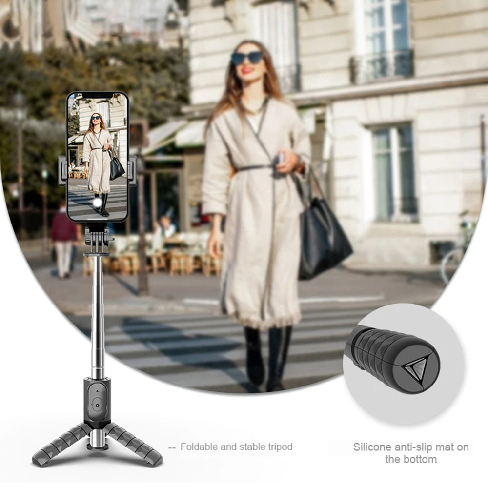 Selfie Stick Bluetooth Techsuit Q11s, Universal, Svart