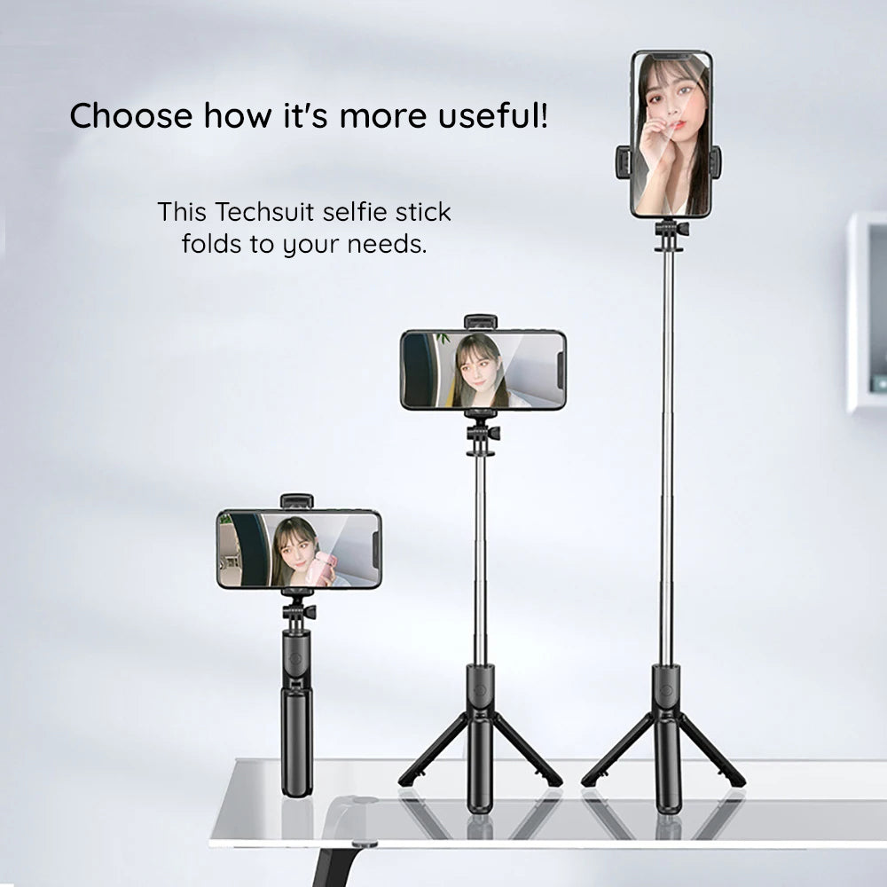 Selfie Stick Bluetooth Techsuit S03, Universal, Svart