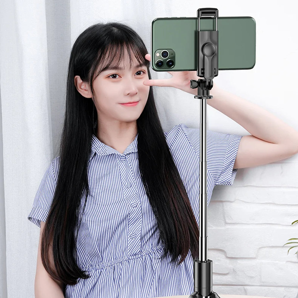 Selfie Stick Bluetooth Techsuit S03, Universal, Svart
