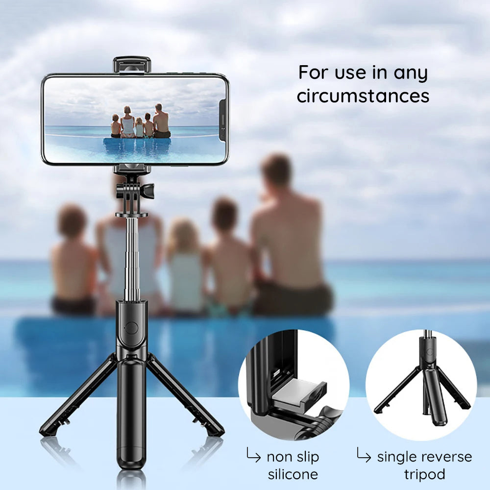 Selfie Stick Bluetooth Techsuit S03, Universal, Svart