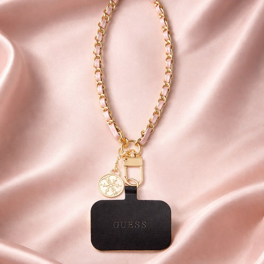 Guess Saffiano 4G Charm Telefon Snor, Svart