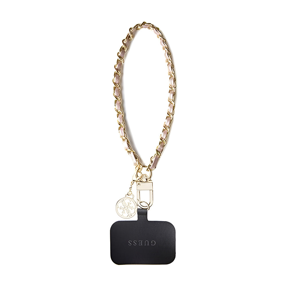 Guess Saffiano 4G Charm Telefon Snor, Svart