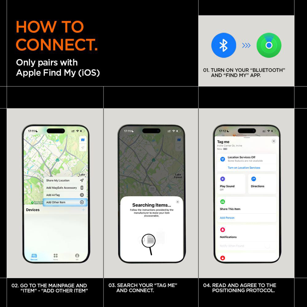 Spigen SmartTag TagMe for iOS-serien, Svart