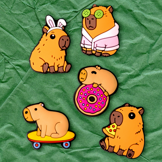 3D OEM Capybara-klistremerke for telefon-/nettbrettdeksel, sett med 5 stk, flerfarget