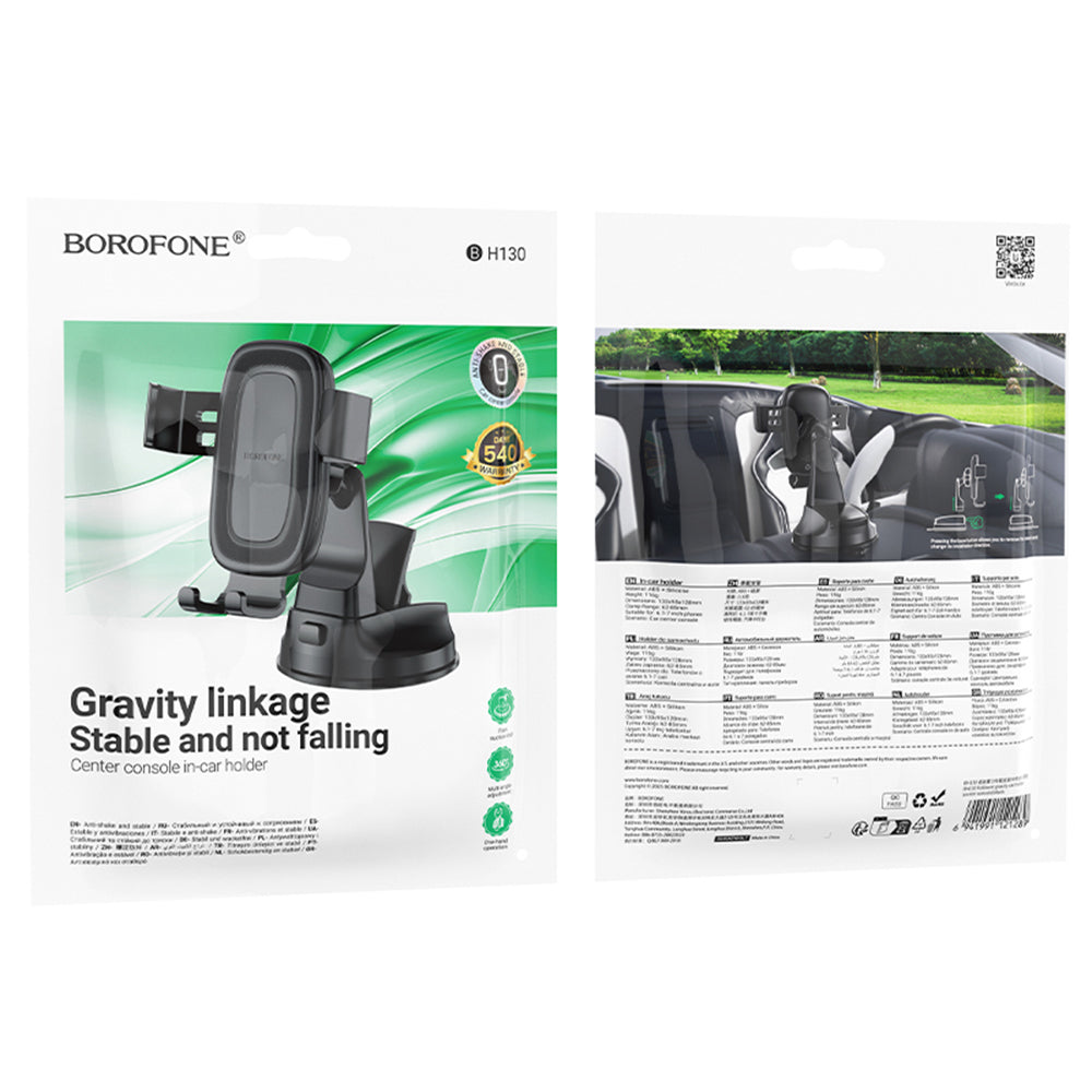Bilholder Borofone BH130 Follower Gravity, 6.1 tommer - 7 tommer, Svart