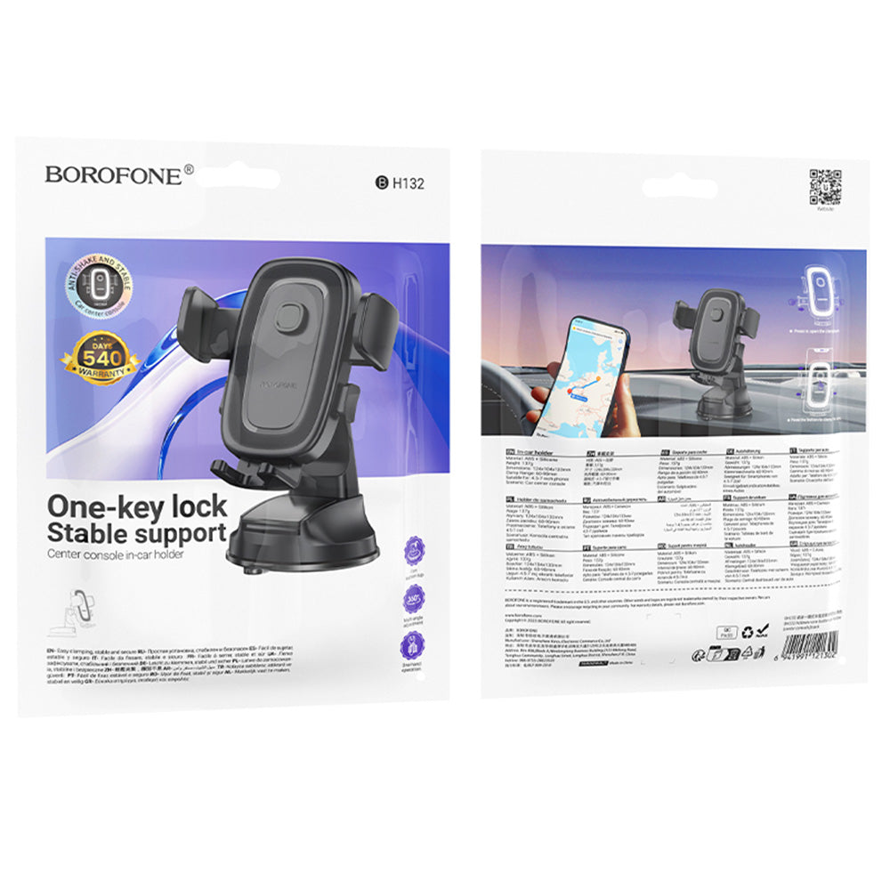 Bilholder Borofone BH132 Follower, 4.5 tommer - 7 tommer, Svart