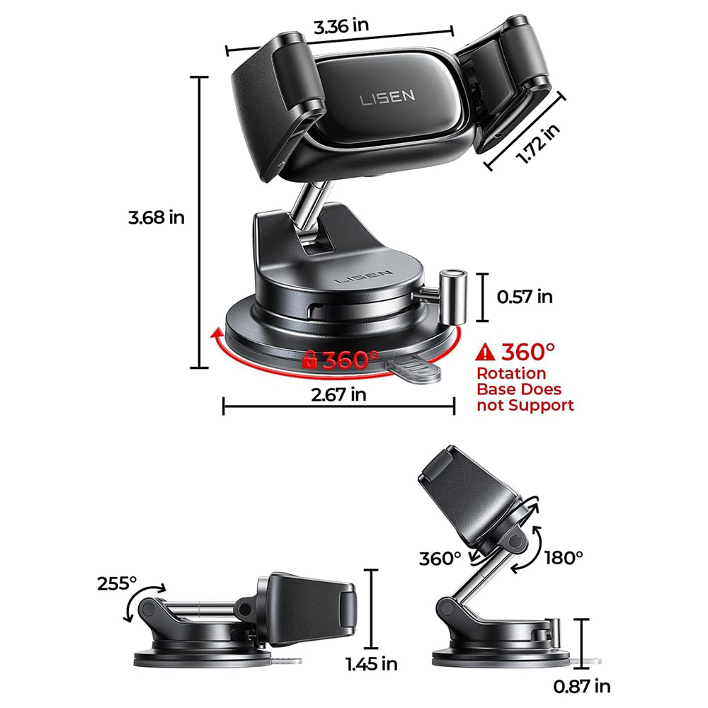 Lisen Bilholder A609, 4 tommer - 7 tommer, Svart YL0225120003