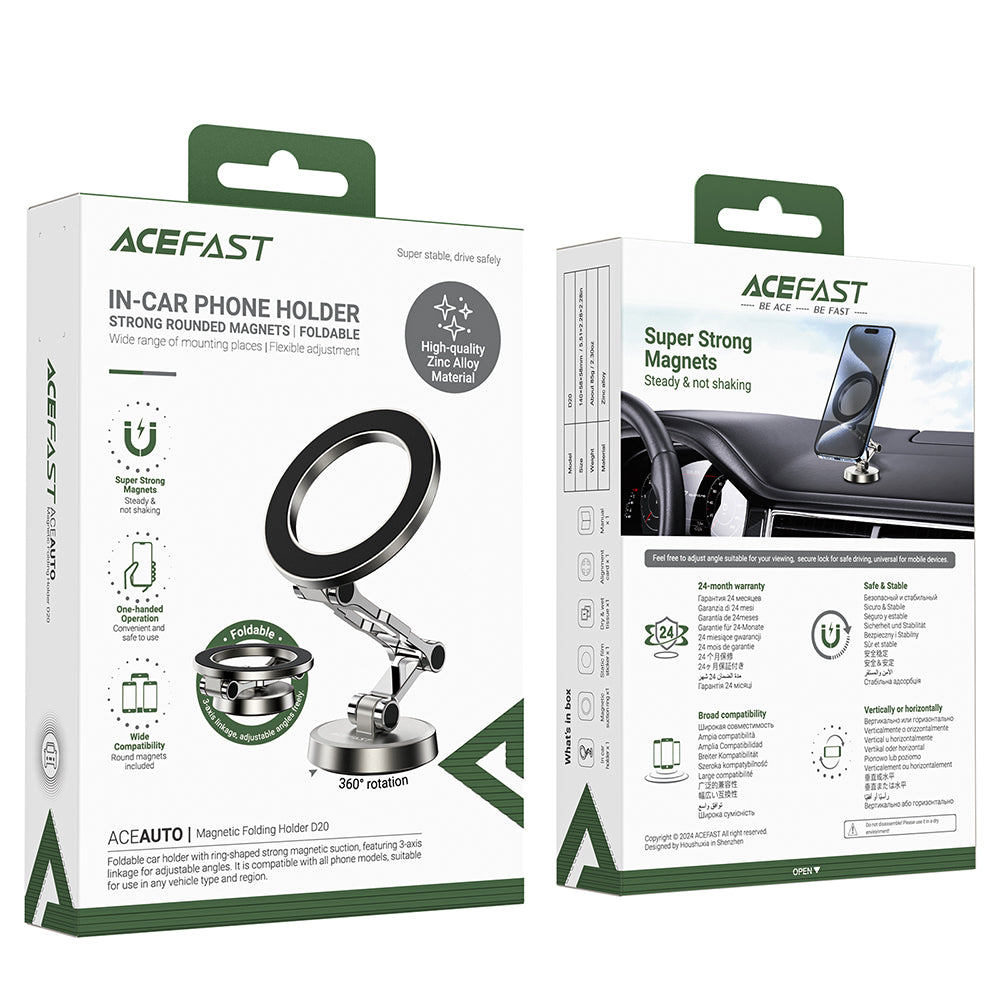 Magnetisk Bilholder Acefast D20, Universal, Sølv