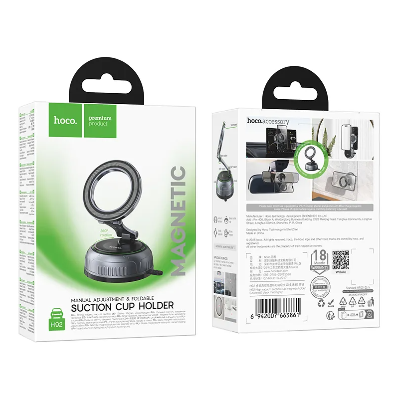 Magnetisk Bilholder HOCO H92, Universell, Grå