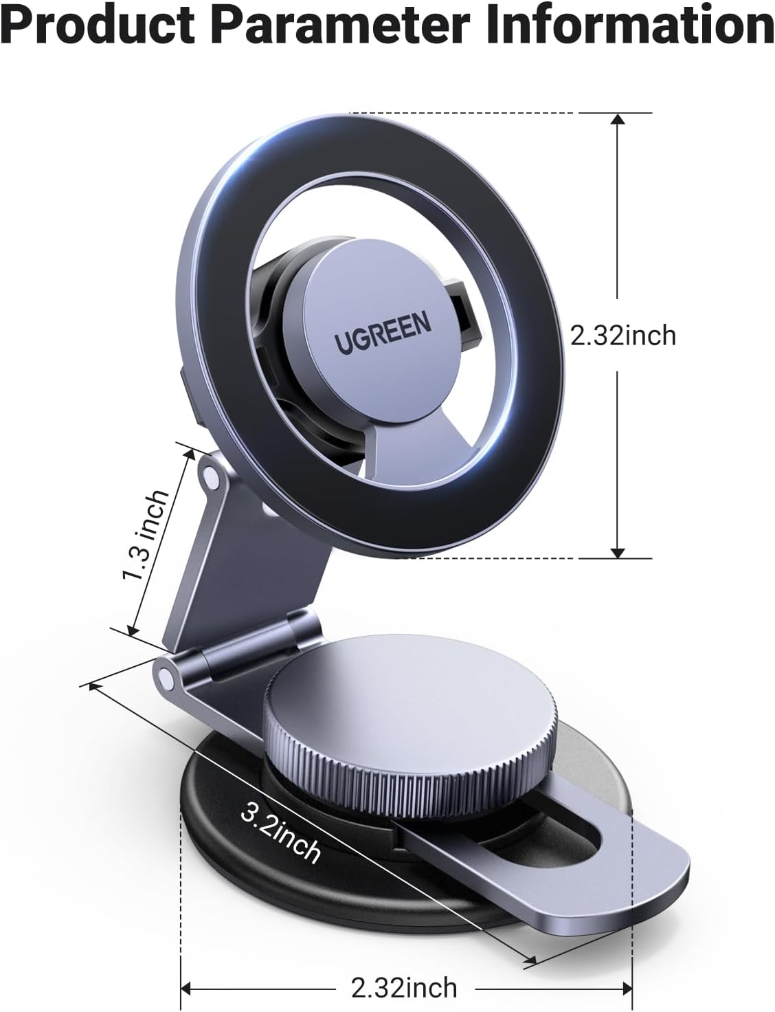 Magnetisk Bilholder UGREEN LP865, Universal, Svart