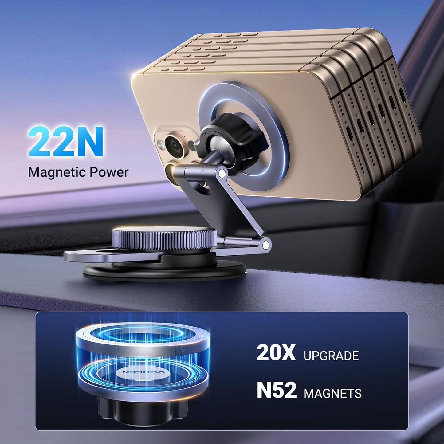 Magnetisk Bilholder UGREEN LP865, Universal, Svart