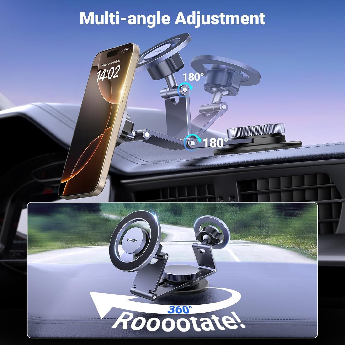 Magnetisk Bilholder UGREEN LP865, Universal, Svart