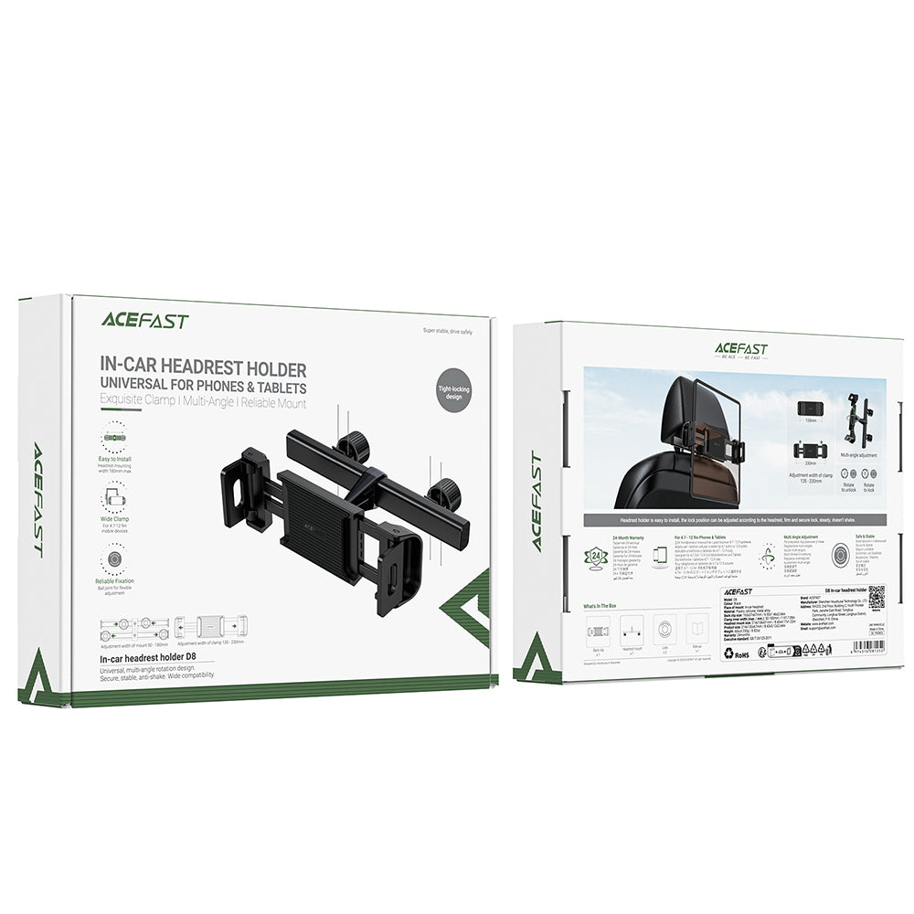 Acefast D8 bilhodepute for telefon / nettbrett, 4.7 tommer - 12.9 tommer, Svart