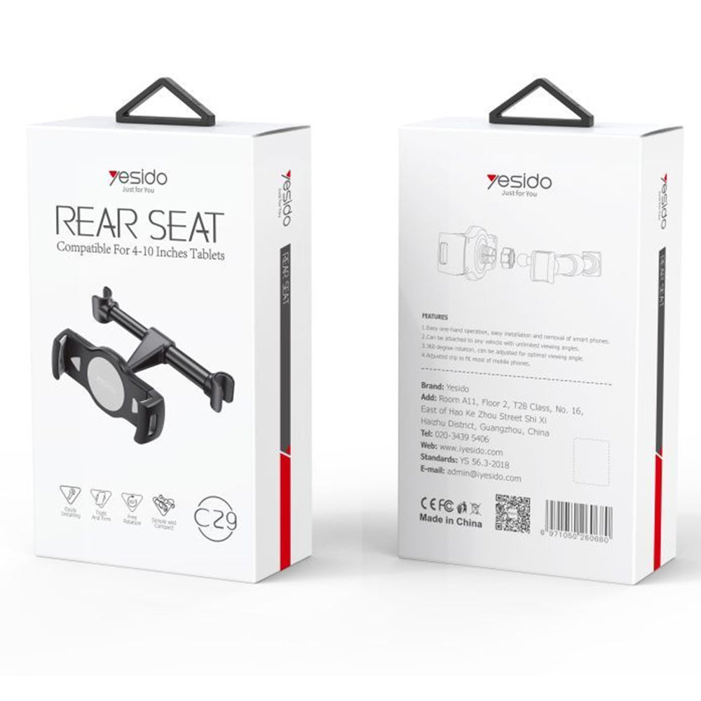 Bilholder Yesido C29 for Telefon / Nettbrett, 4 tommer - 10 tommer, Svart