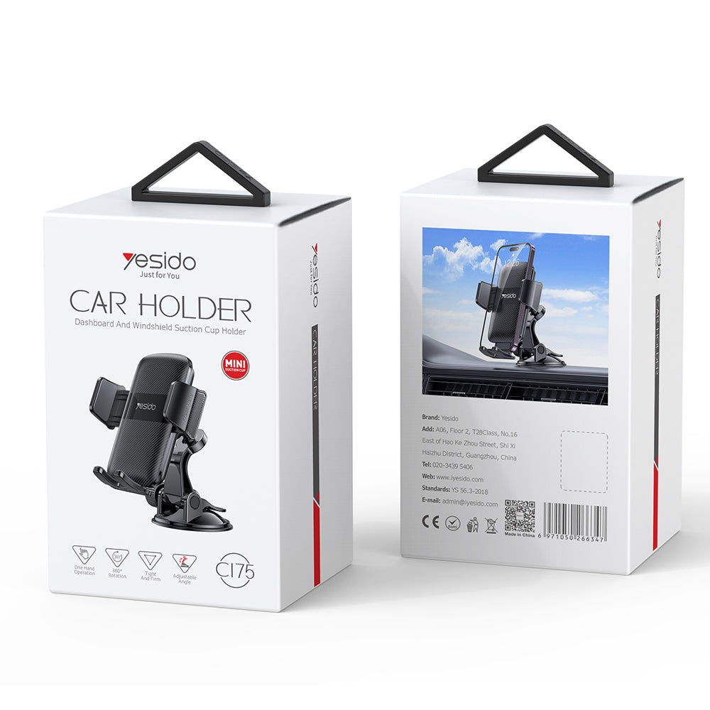 Bilholder Yesido C175, 4.7 tommer - 7.2 tommer, Svart