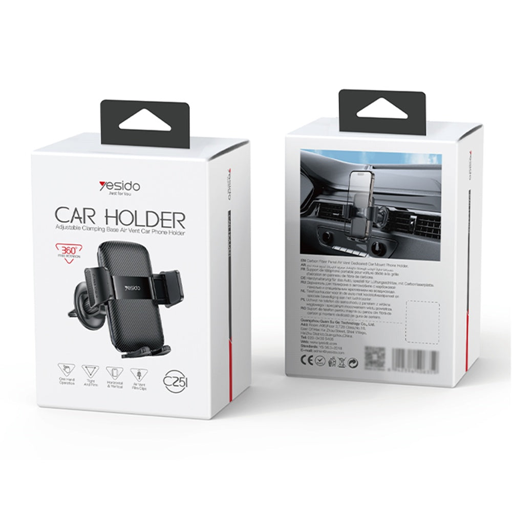 Bilholder Yesido C251, 4.8 tommer - 7.2 tommer, Svart
