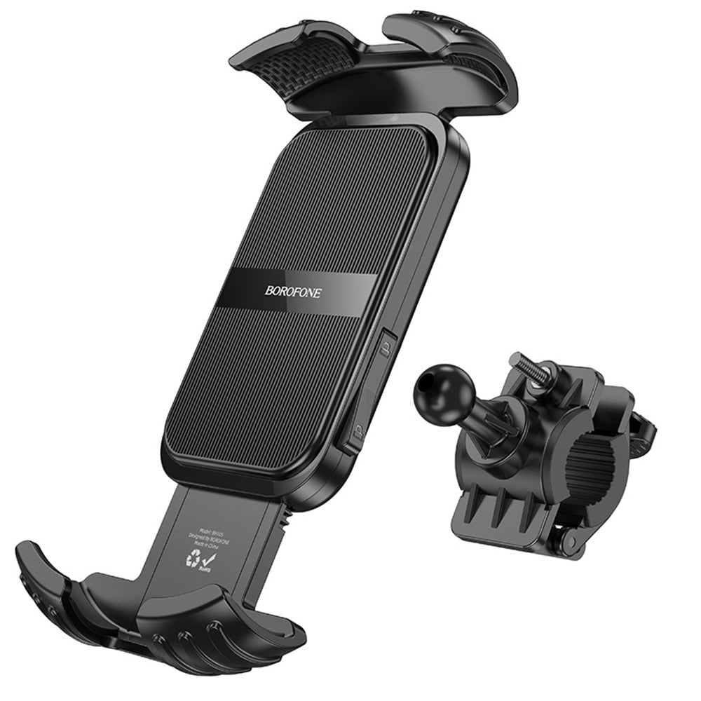 Sykkel- og motorsykkelholder Borofone BH105 Basalt, 4.7 tommer - 7 tommer, Svart