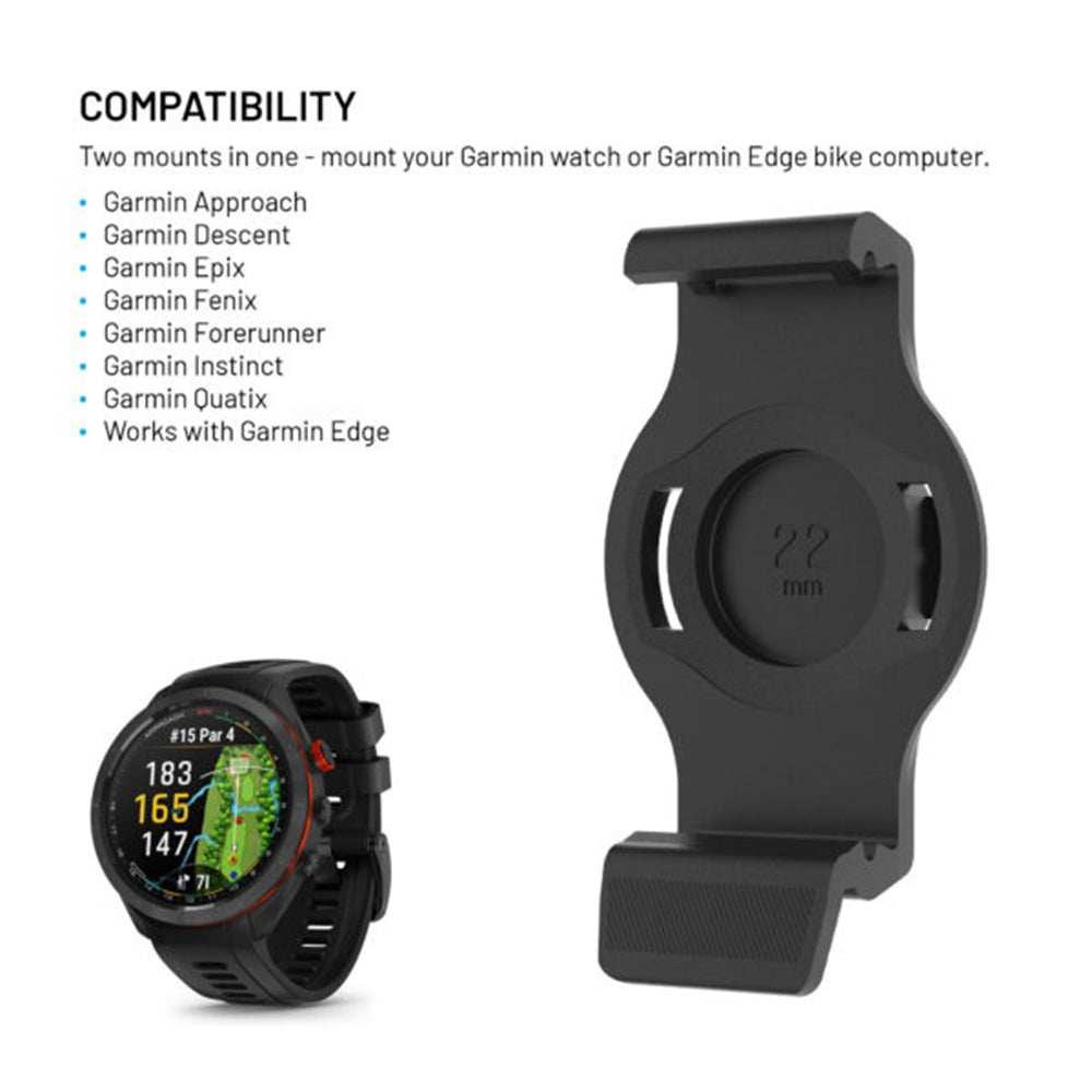 Sykkelholder Fixed for Garmin Watch 22mm / Edge Computer, Svart
