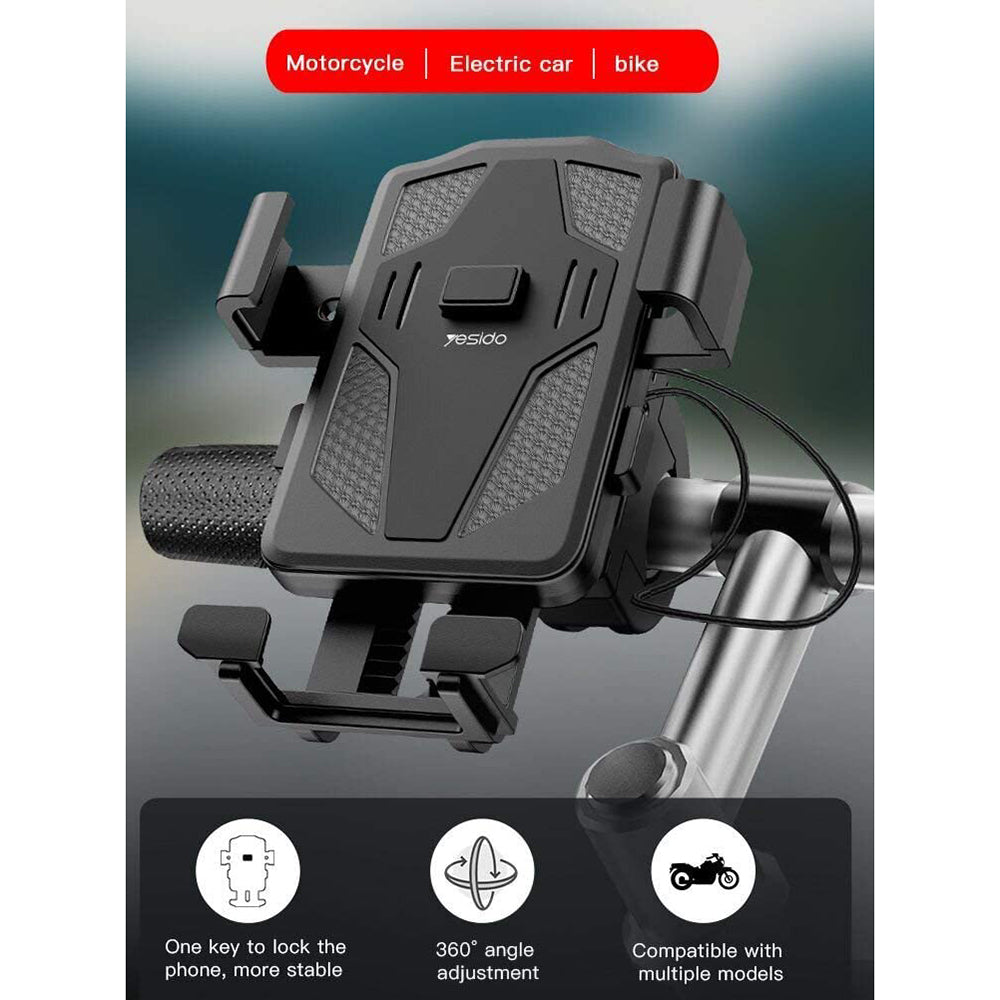 Sykkel- og motorsykkelholder Yesido C94, 4 tommer - 6,5 tommer, Svart
