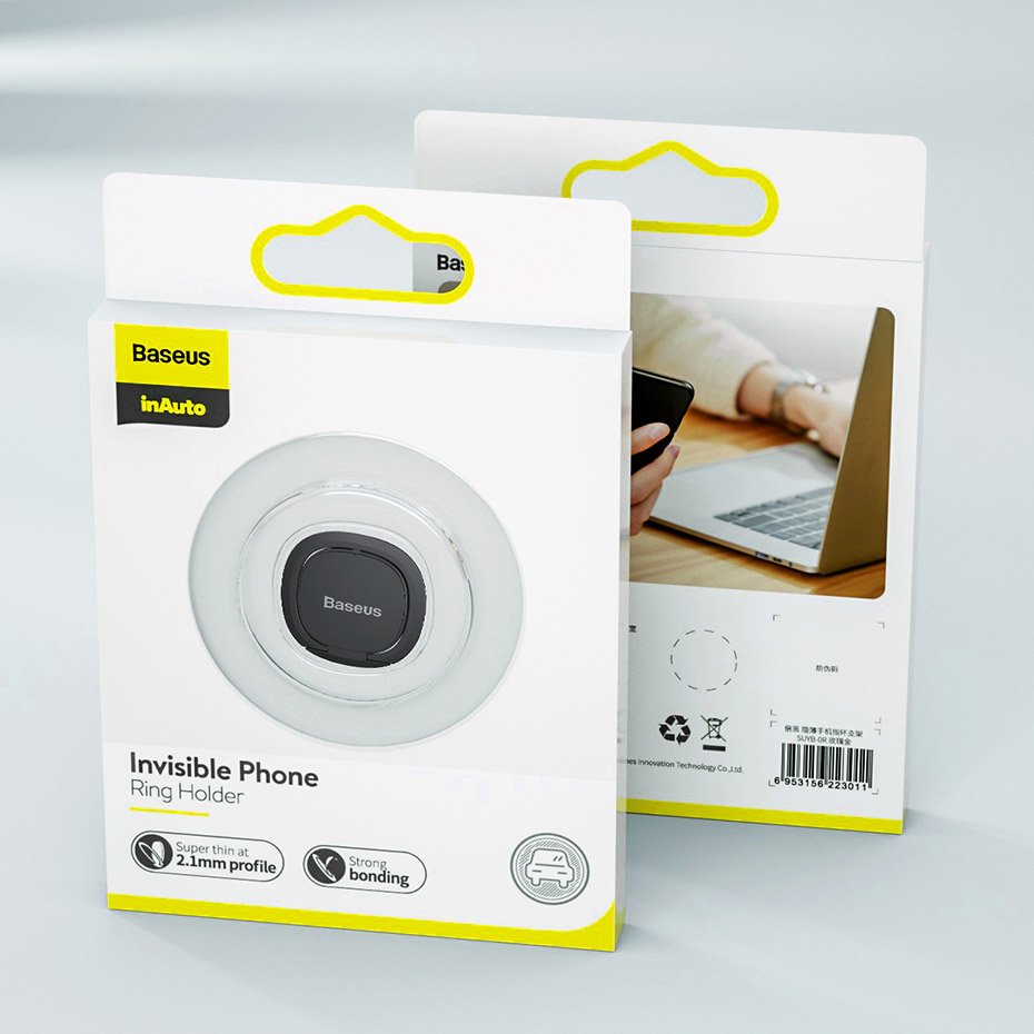 Baseus Invizible Universal Ring Holder, Sølv SUYB-0S