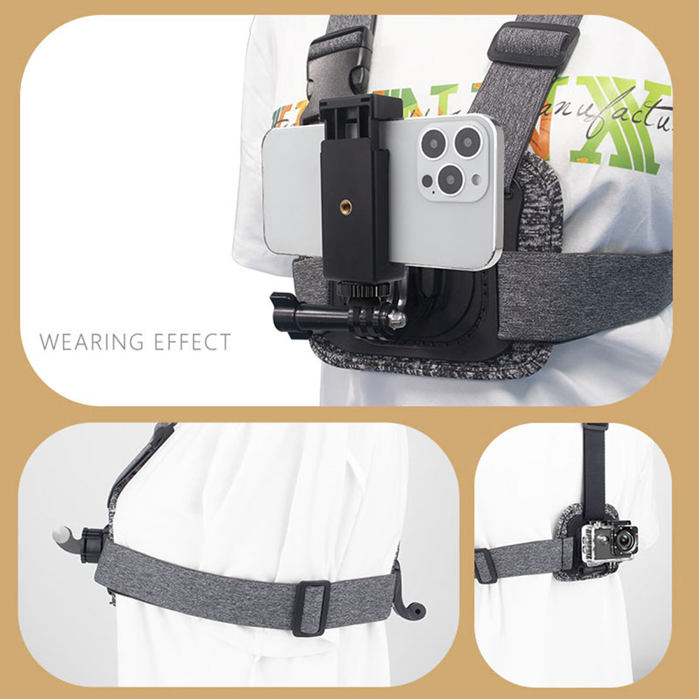 Techsuit JX-002 Brystsele for GoPro-serien, Grå