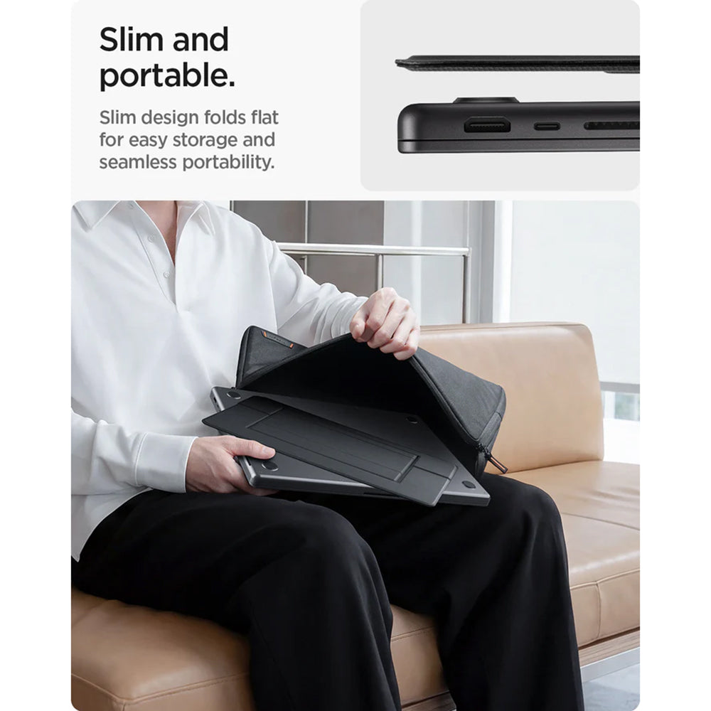 Spigen Slim Fold LD201-S7 stativ for bærbar PC maks. 14 tommer, svart AMP11116