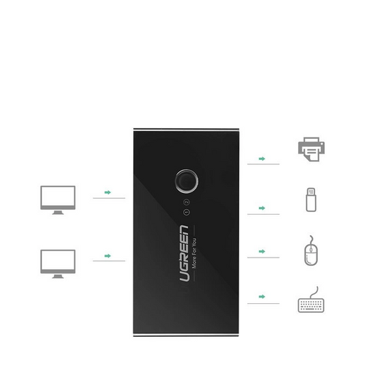 Switch USB UGREEN US216 (30768) To-delt boks ny versjon, 4 x USB-A 3.0, svart