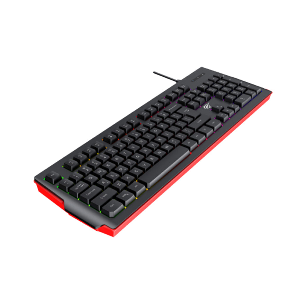 Gamingtastatur Wired USB HAVIT KB866L, RGB, 1.4m, Svart Rød