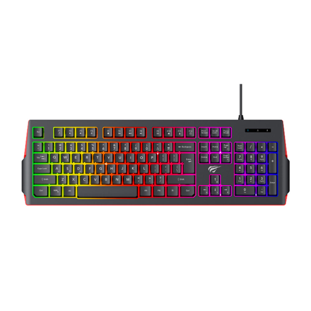 Gamingtastatur Wired USB HAVIT KB866L, RGB, 1.4m, Svart Rød