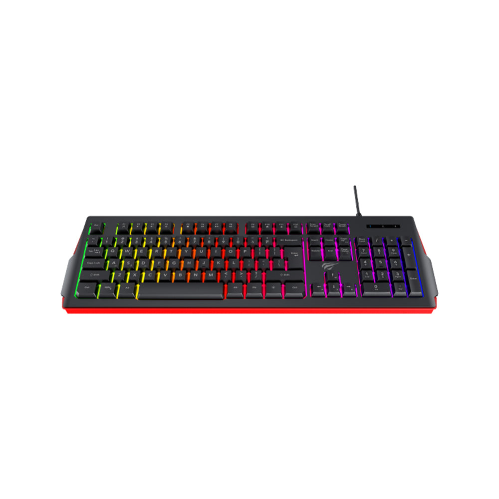 Gamingtastatur Wired USB HAVIT KB866L, RGB, 1.4m, Svart Rød