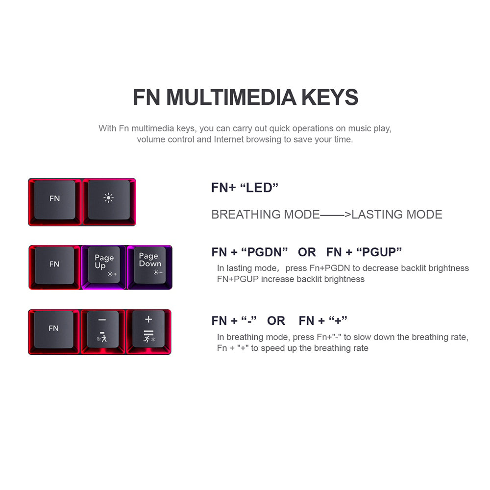 Gamingtastatur Wired USB HAVIT KB866L, RGB, 1.4m, Svart Rød