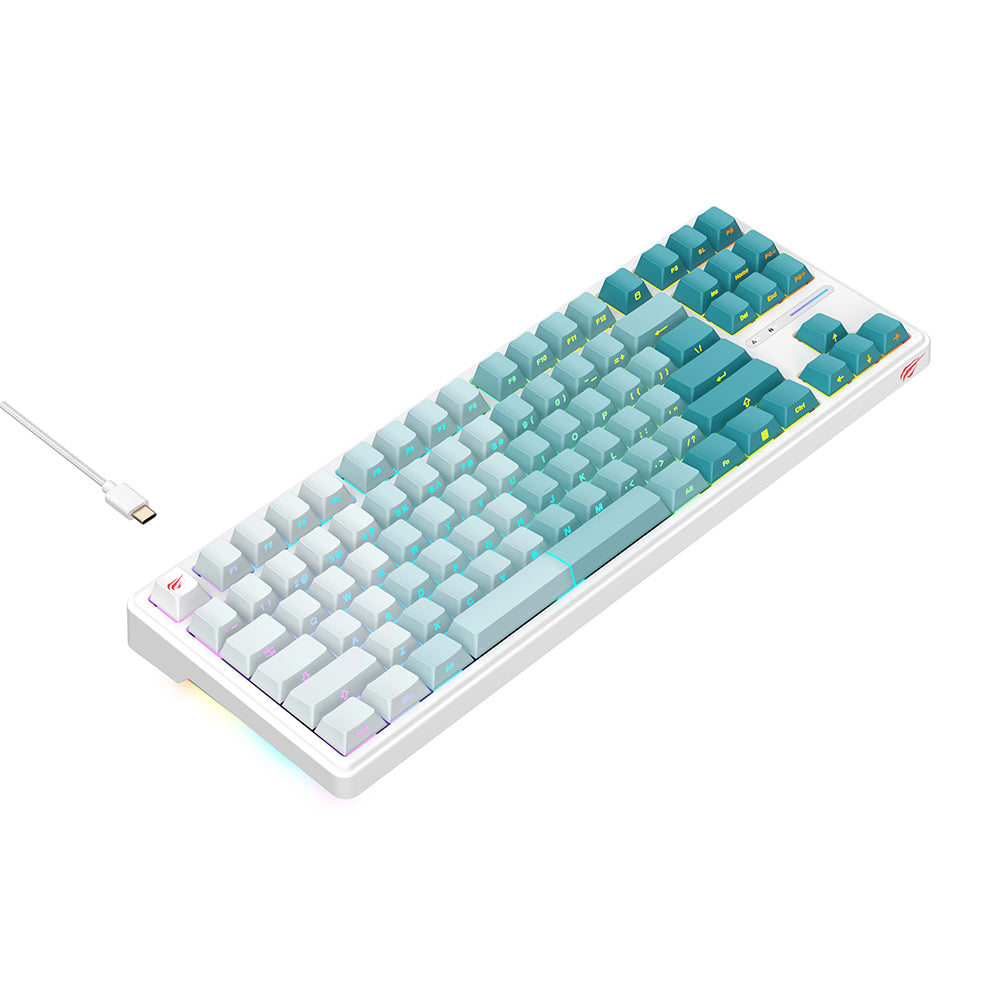 Gamingtastatur Wired USB HAVIT KB901L, RGB, 1.8m, Hvit Grønn