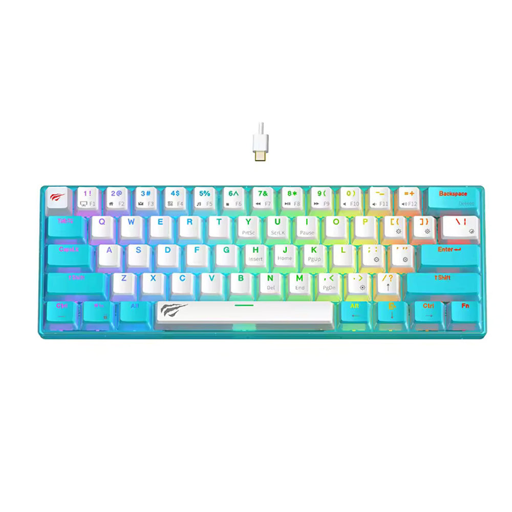 Gamingtastatur Kablet USB HAVIT KB903L, RGB, 1,8m, Blå Hvit