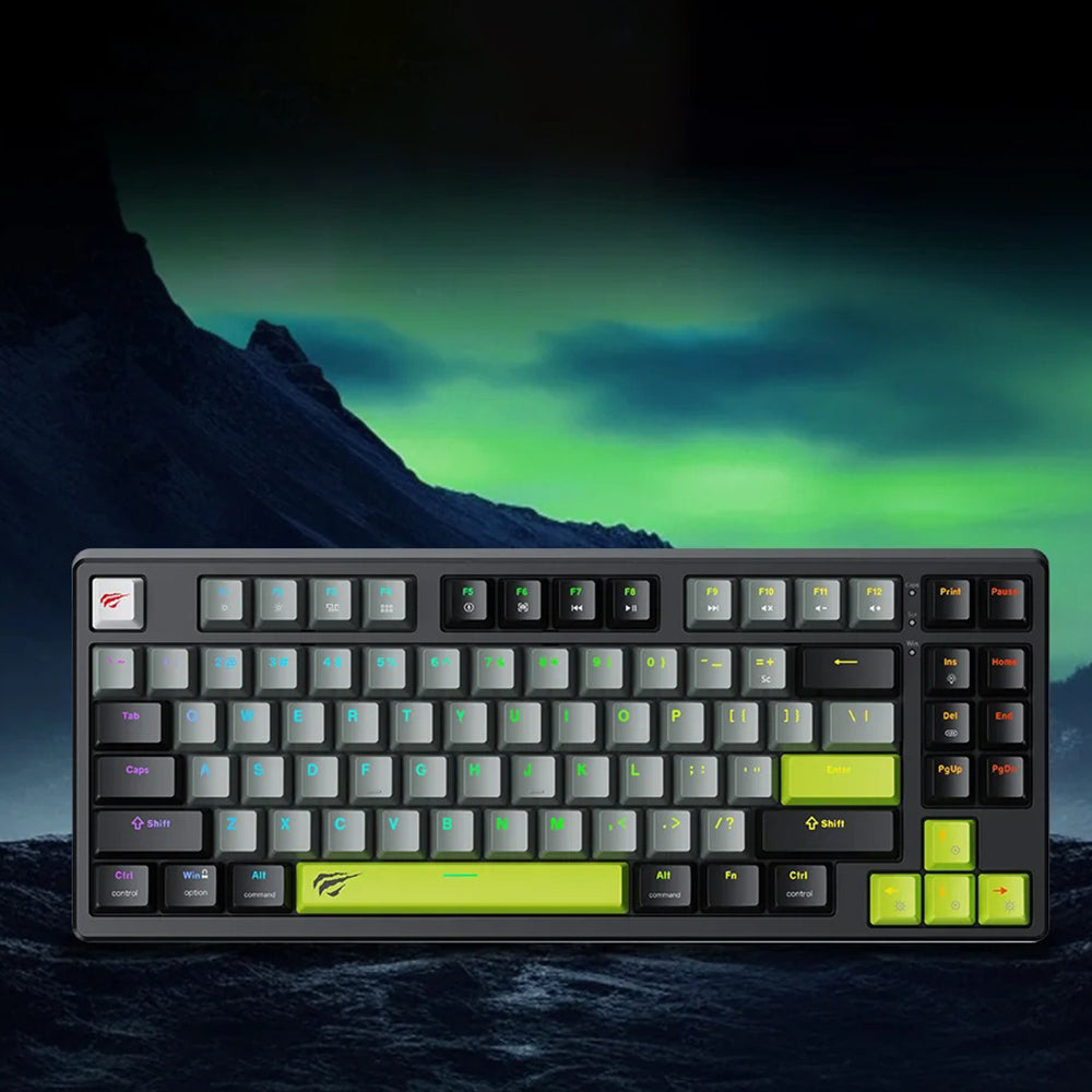 Gamingtastatur Kablet USB HAVIT KB904L, RGB, 1,8m, Svart Grønn