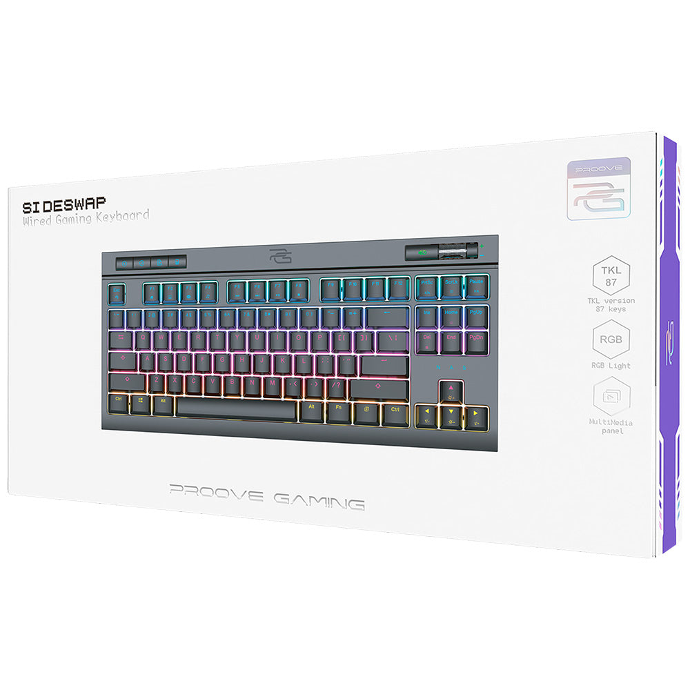 Gamingtastatur Wired USB Proove Sideswap, RGB, 1.5m, Svart CKSIEN00022401