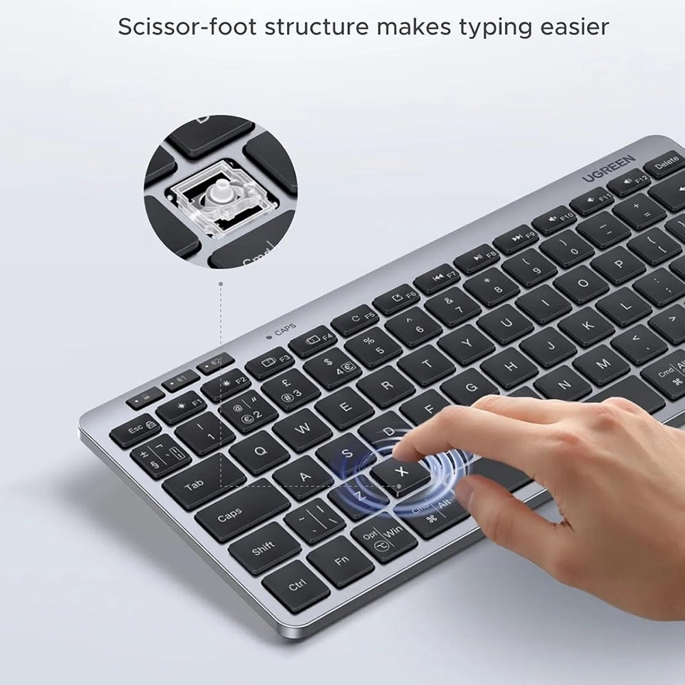 UGREEN 75049 trådløst tastatur, BT / Wi-Fi, Svart