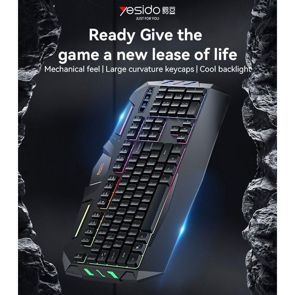 Trådløst tastatur Yesido KB21, RGB, 1.5m, Svart