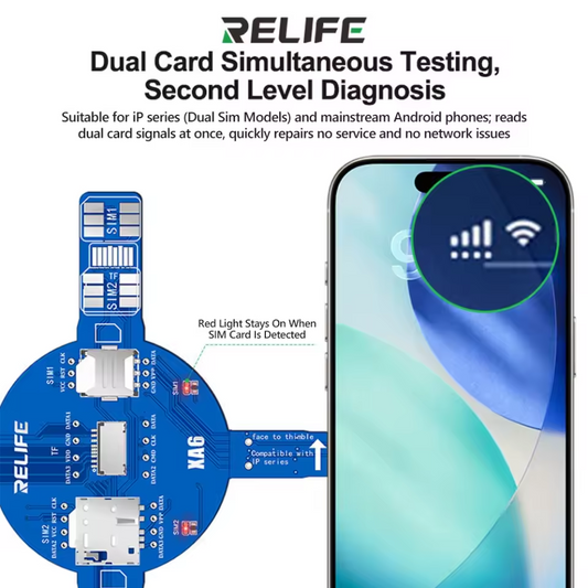 Relife XA6 Dual Service Tester for SIM-kort / Minnekort