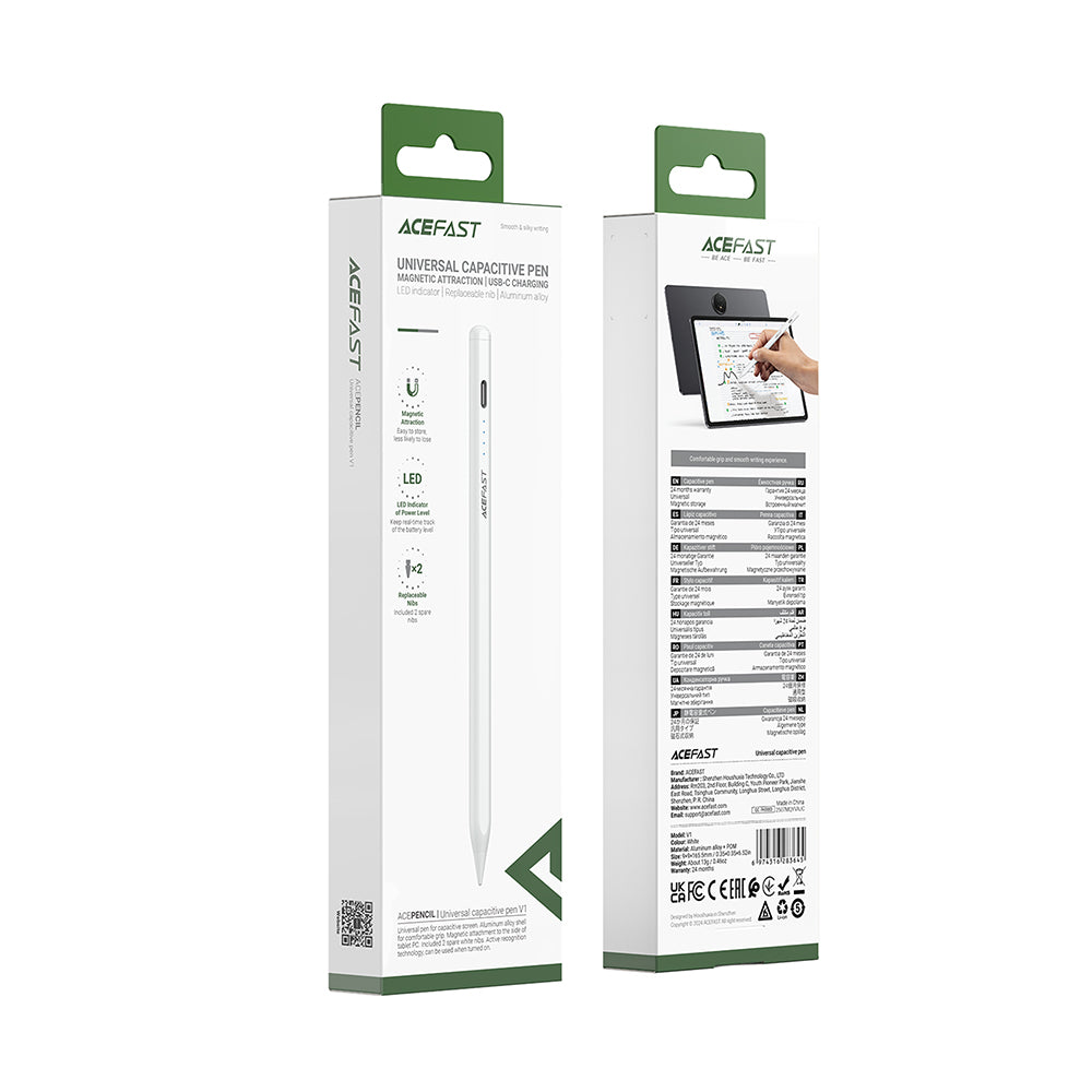 Touch Pen Acefast V1, Aktiv Versjon, Hvit