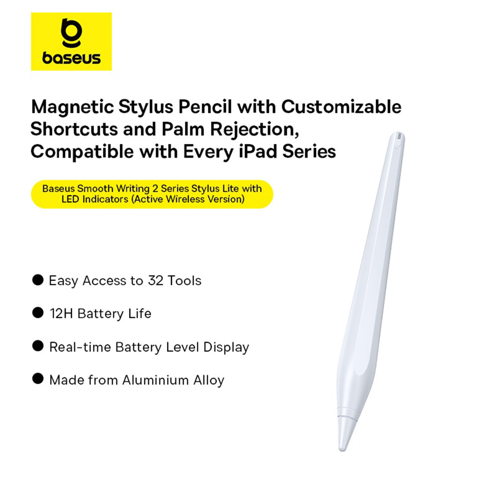 Touch Pen Baseus Smooth Writing 2 Series for Apple iPad, Aktiv Trådløs Versjon, Hvit P80015802213-03