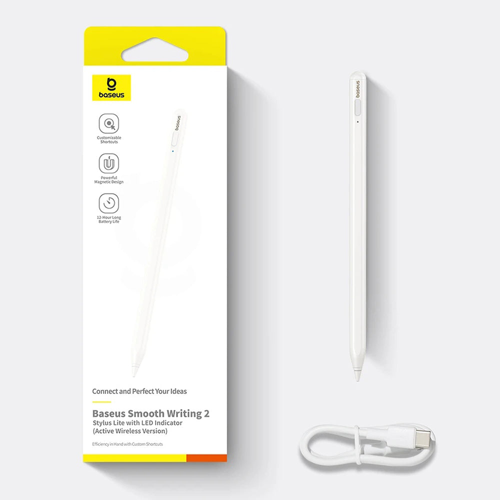 Touch Pen Baseus Smooth Writing 2 Series for Apple iPad, Aktiv Trådløs Versjon, Hvit P80015802213-03
