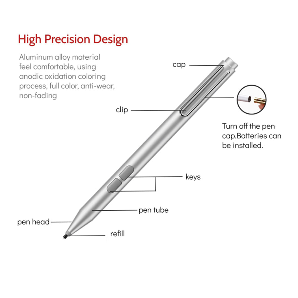 Touch Pen Techsuit F94S for Microsoft Surface / Asus Transformer / Zen / Vivobook / HP Envy / Pavilion / Spectre, Aktiv Versjon, Svart